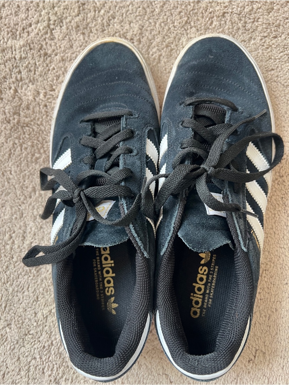 Adidas Busenitz Black and White Suede Low-Top Sneakers